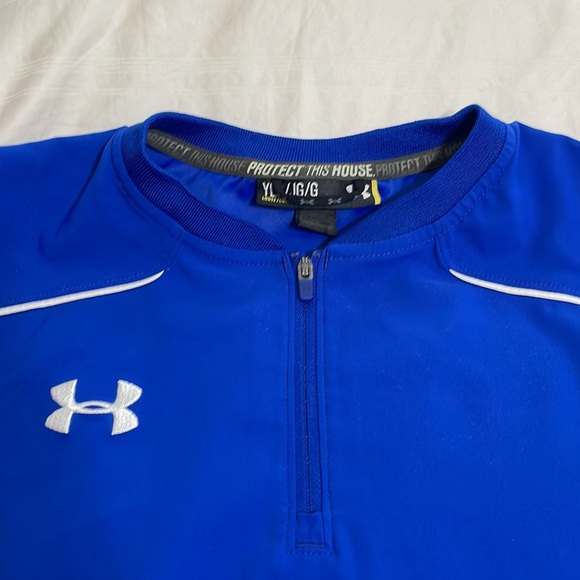 Under Armour Performance 1/4 Zip Blue with White Stripe YL - Picture 2 of 5